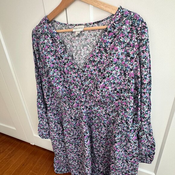 Ava & Viv/Target Balloon Long Sleeve Corset Dress - Purple Floral - Picture 4 of 5